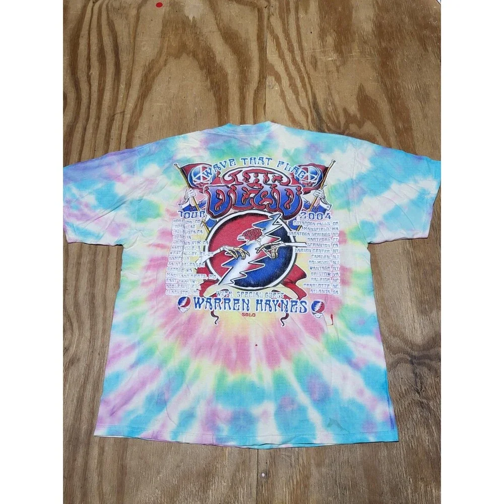 Grateful Dead 2004 Wave That Flag Tour Band Shirt Tie Dye Adult XL @GQ <>